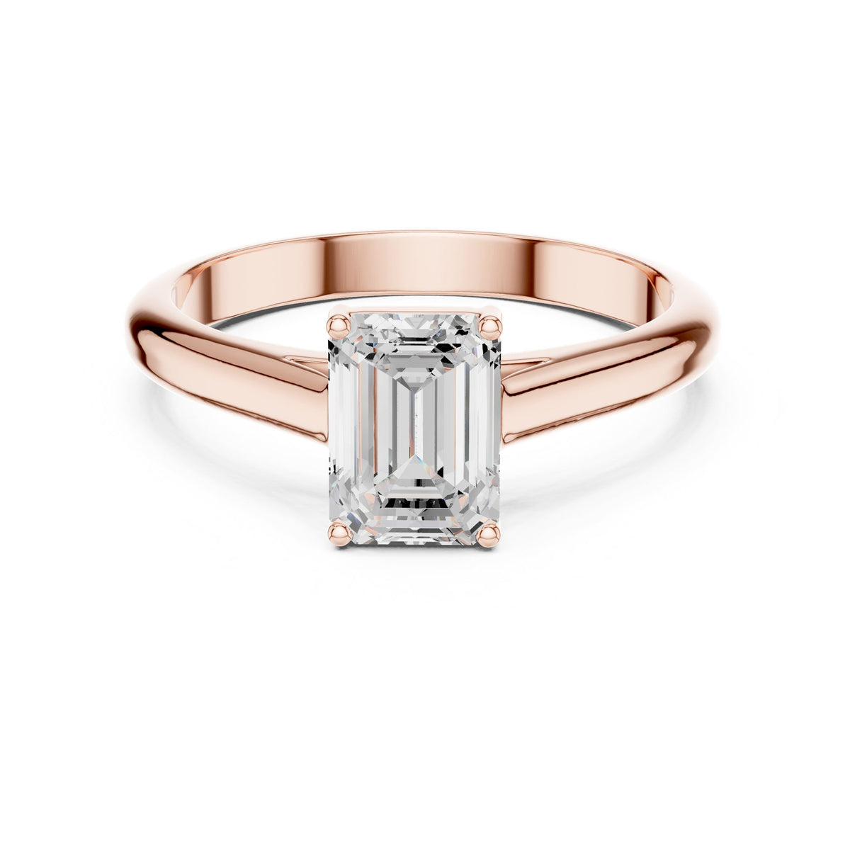 Emerald Solitaire Lab Grown Diamond Engagement Ring