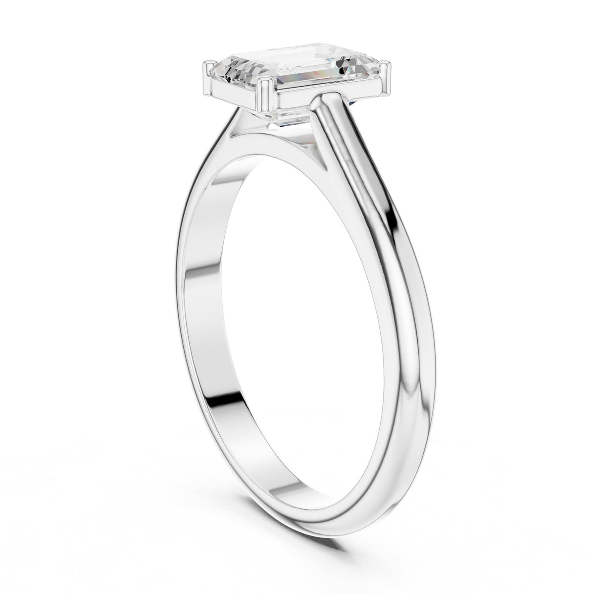 Emerald Solitaire Lab Grown Diamond Engagement Ring