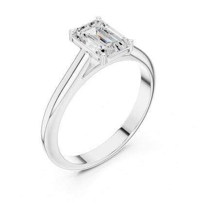 Emerald Solitaire Lab Grown Diamond Engagement Ring
