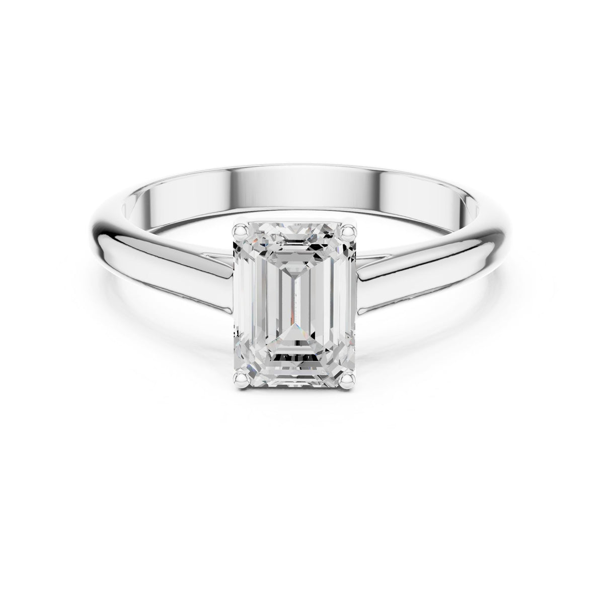 Emerald Solitaire Lab Grown Diamond Engagement Ring
