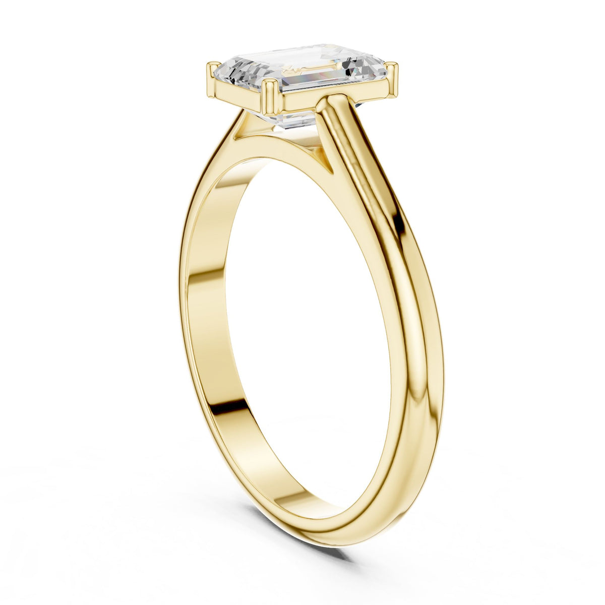 Emerald Solitaire Lab Grown Diamond Engagement Ring