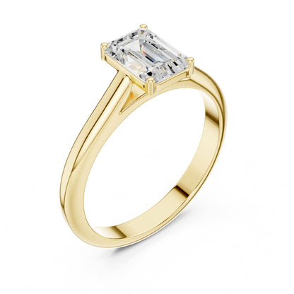 Emerald Solitaire Lab Grown Diamond Engagement Ring