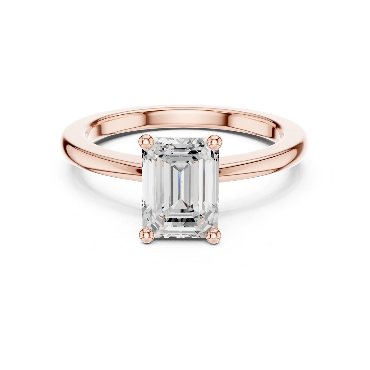 Emerald Solitaire Lab Grown Diamond Engagement Ring