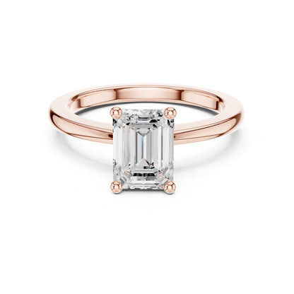 Emerald Solitaire Lab Grown Diamond Engagement Ring