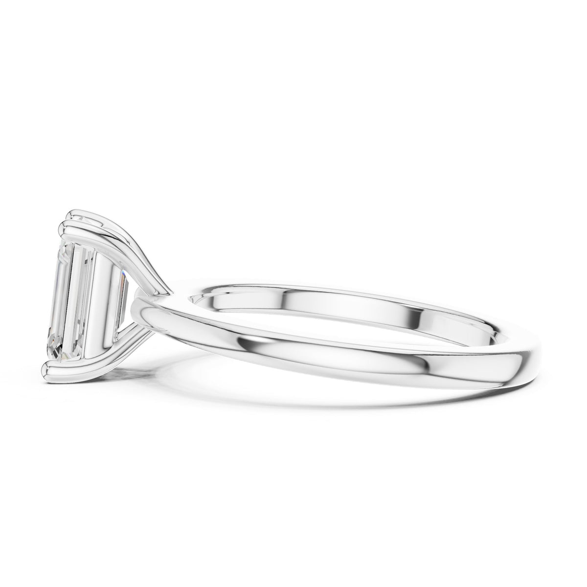Emerald Solitaire Lab Grown Diamond Engagement Ring