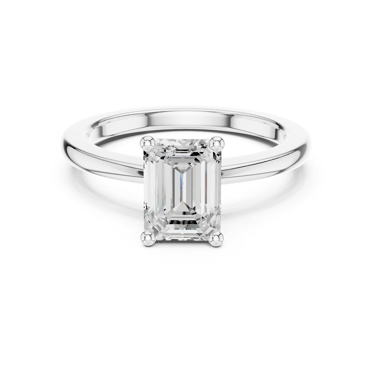 Emerald Solitaire Lab Grown Diamond Engagement Ring