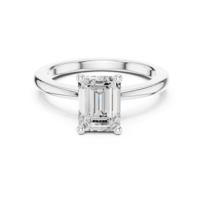 Emerald Solitaire Lab Grown Diamond Engagement Ring