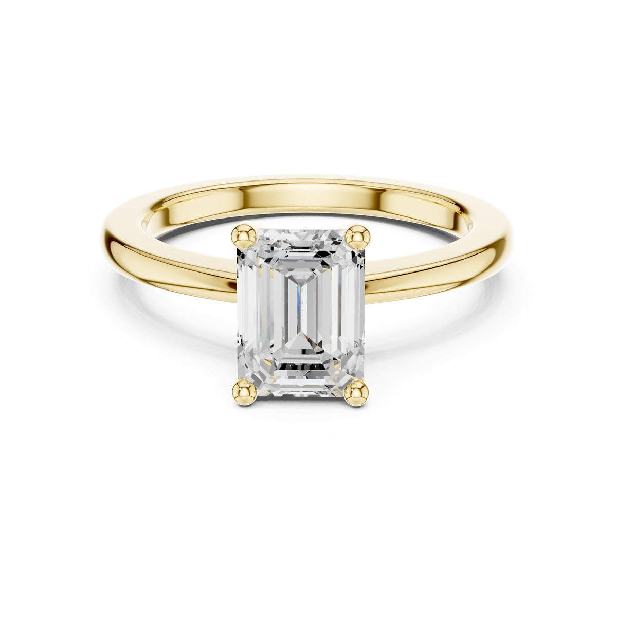 Emerald Solitaire Lab Grown Diamond Engagement Ring