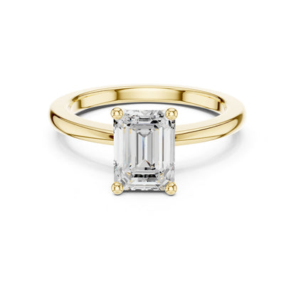 Emerald Solitaire Lab Grown Diamond Engagement Ring