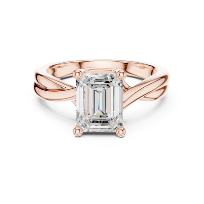 Emerald Solitaire Lab Grown Diamond Engagement Ring