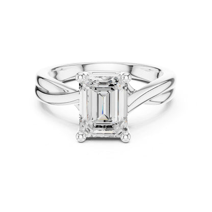 Emerald Solitaire Lab Grown Diamond Engagement Ring