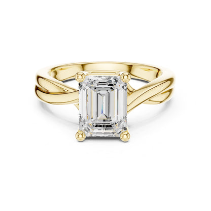 Emerald Solitaire Lab Grown Diamond Engagement Ring