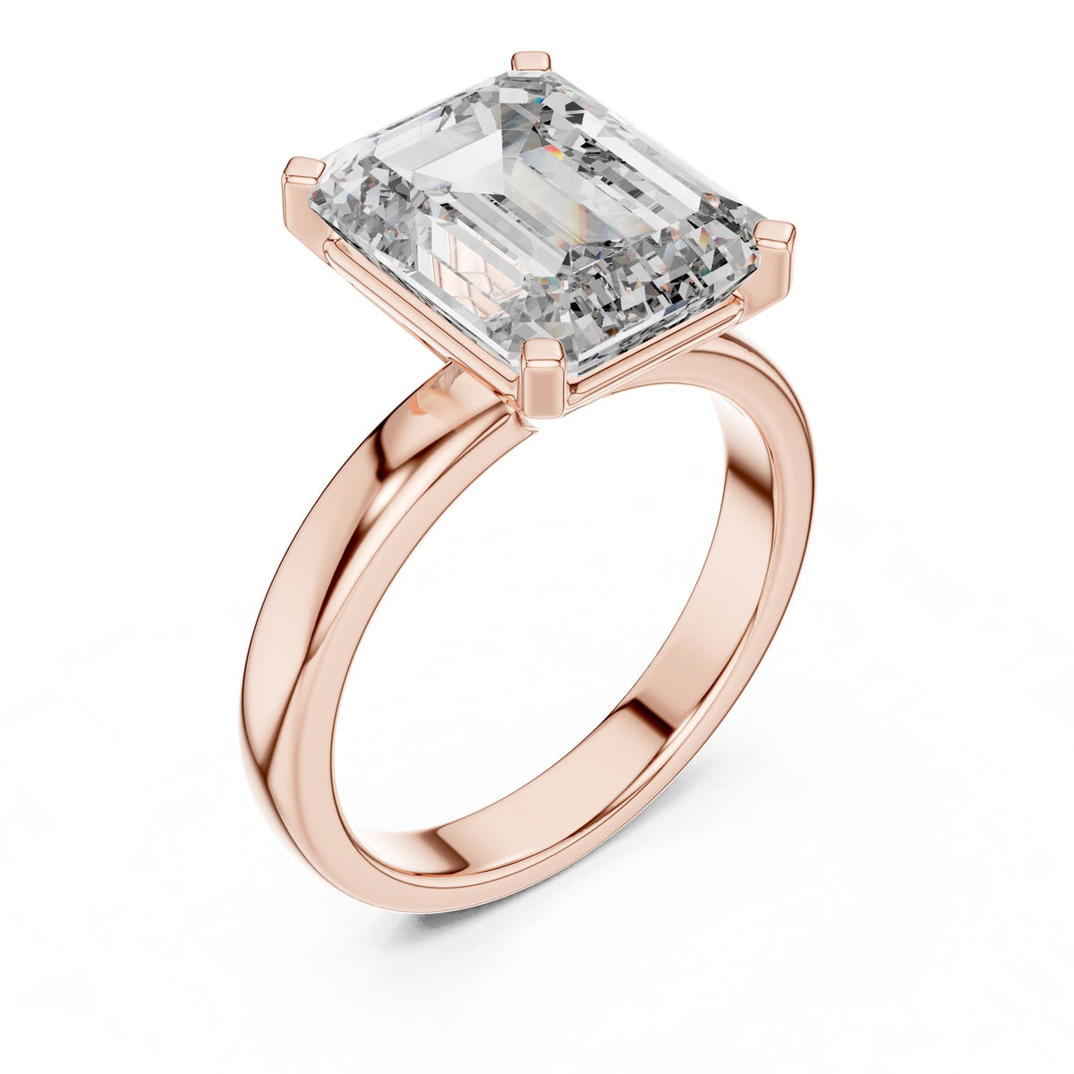Emerald Solitaire Lab Grown Diamond Engagement Ring