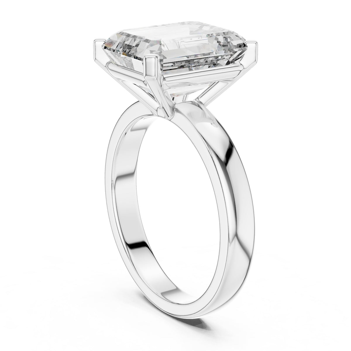 Emerald Solitaire Lab Grown Diamond Engagement Ring