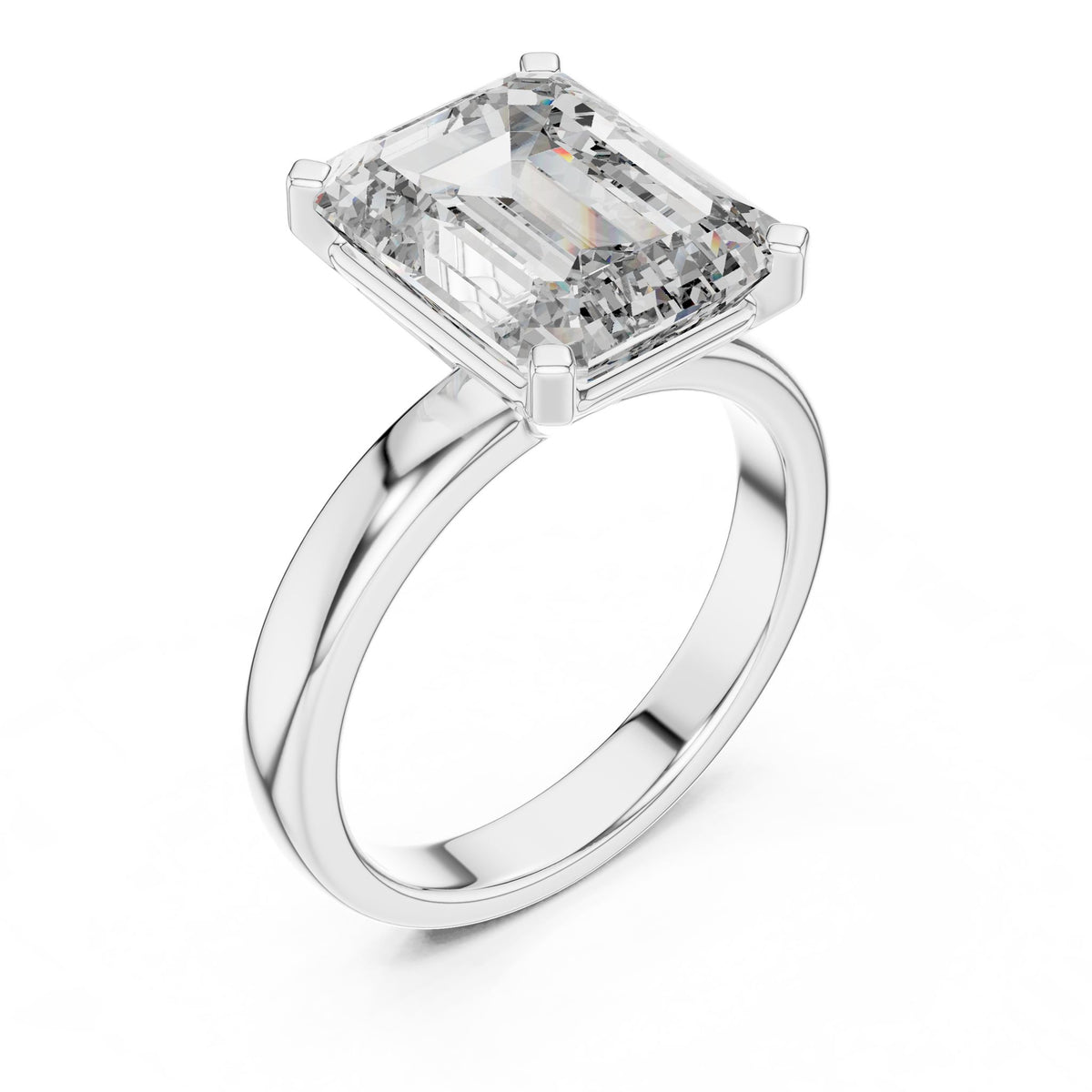 Emerald Solitaire Lab Grown Diamond Engagement Ring