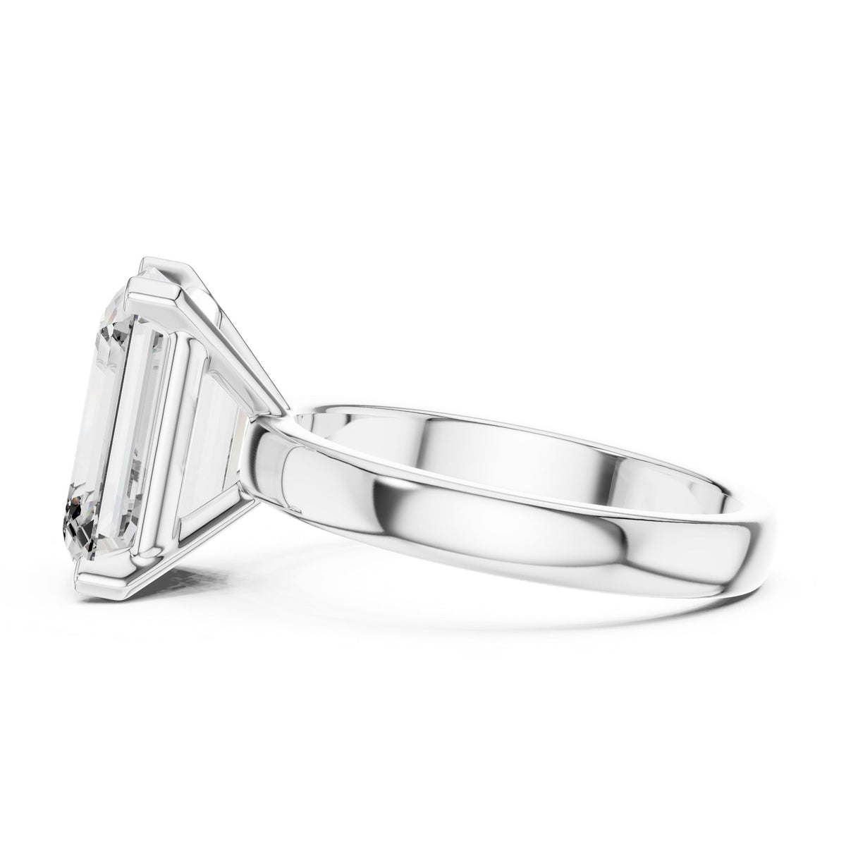 Emerald Solitaire Lab Grown Diamond Engagement Ring