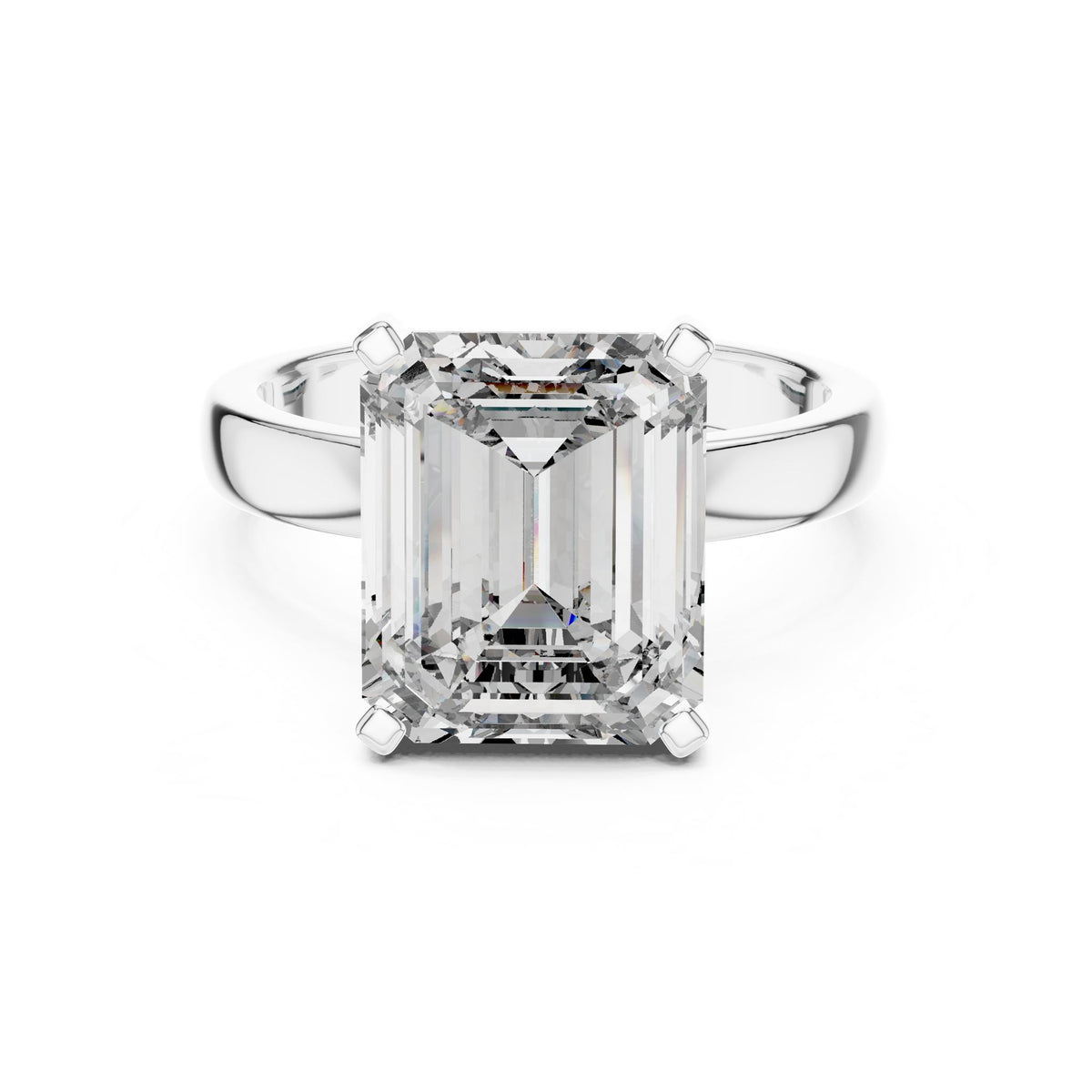 Emerald Solitaire Lab Grown Diamond Engagement Ring