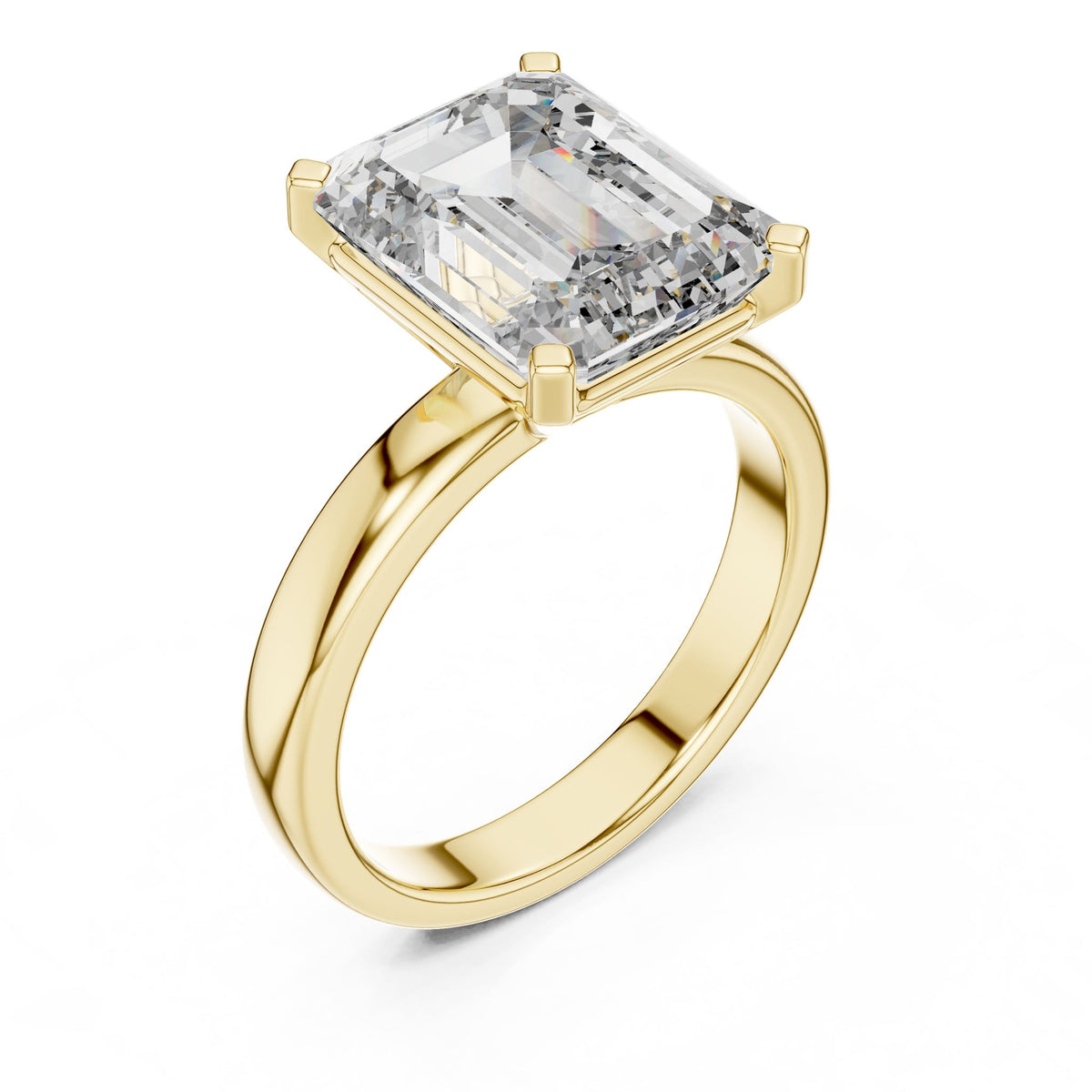 Emerald Solitaire Lab Grown Diamond Engagement Ring