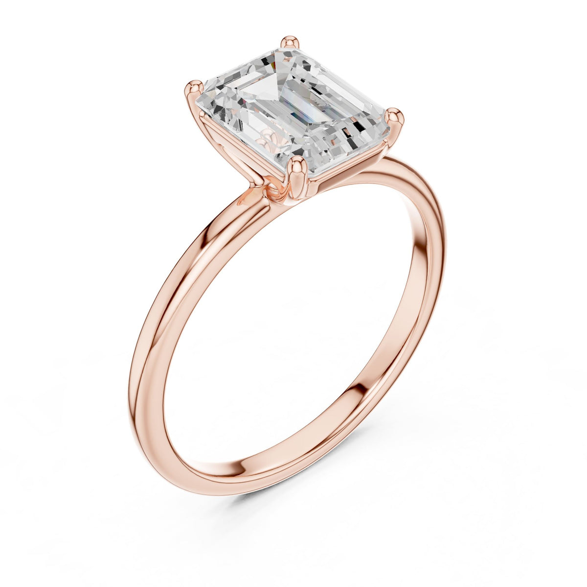 Emerald Solitaire Lab Grown Diamond Engagement Ring