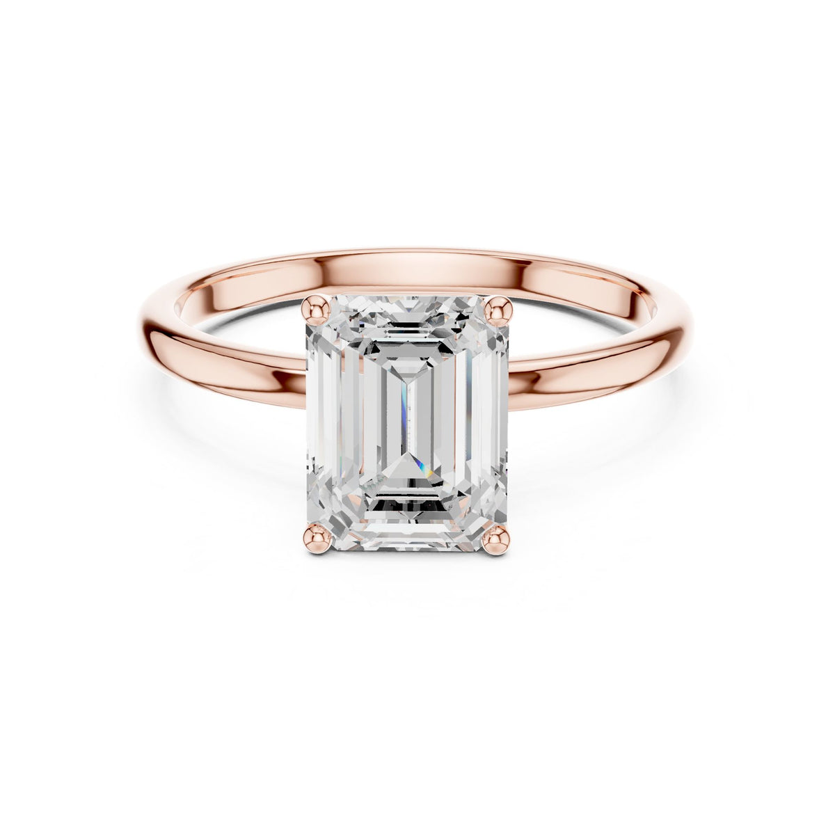 Emerald Solitaire Lab Grown Diamond Engagement Ring