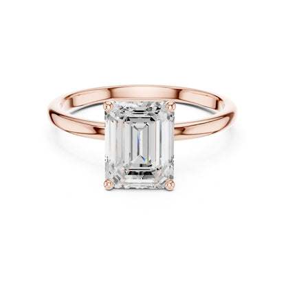 Emerald Solitaire Lab Grown Diamond Engagement Ring