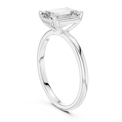 Emerald Solitaire Lab Grown Diamond Engagement Ring
