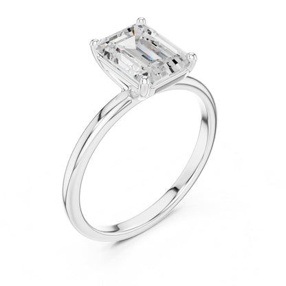 Emerald Solitaire Lab Grown Diamond Engagement Ring