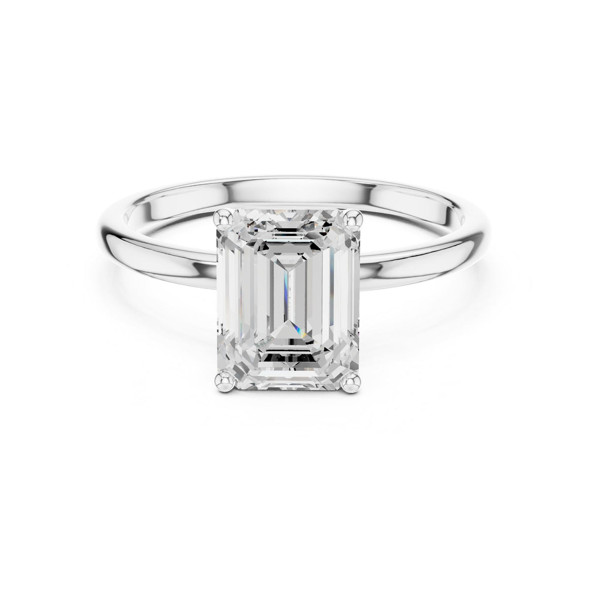 Emerald Solitaire Lab Grown Diamond Engagement Ring