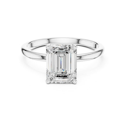 Emerald Solitaire Lab Grown Diamond Engagement Ring