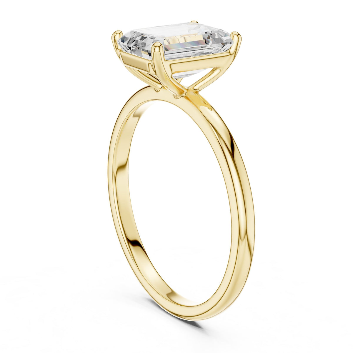 Emerald Solitaire Lab Grown Diamond Engagement Ring