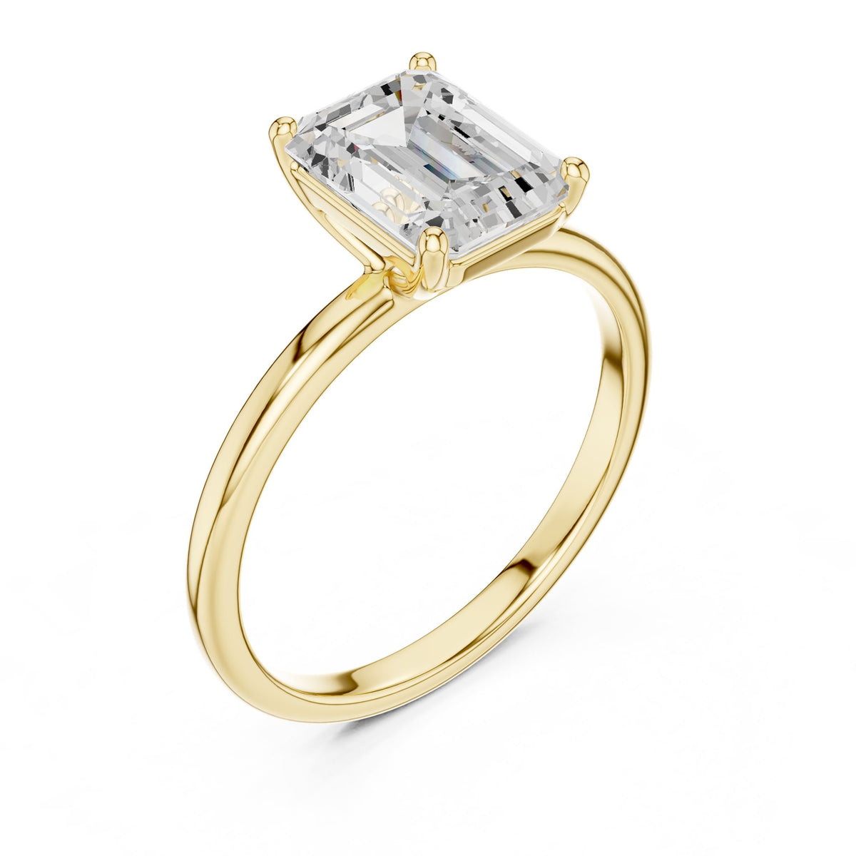 Emerald Solitaire Lab Grown Diamond Engagement Ring