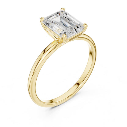 Emerald Solitaire Lab Grown Diamond Engagement Ring