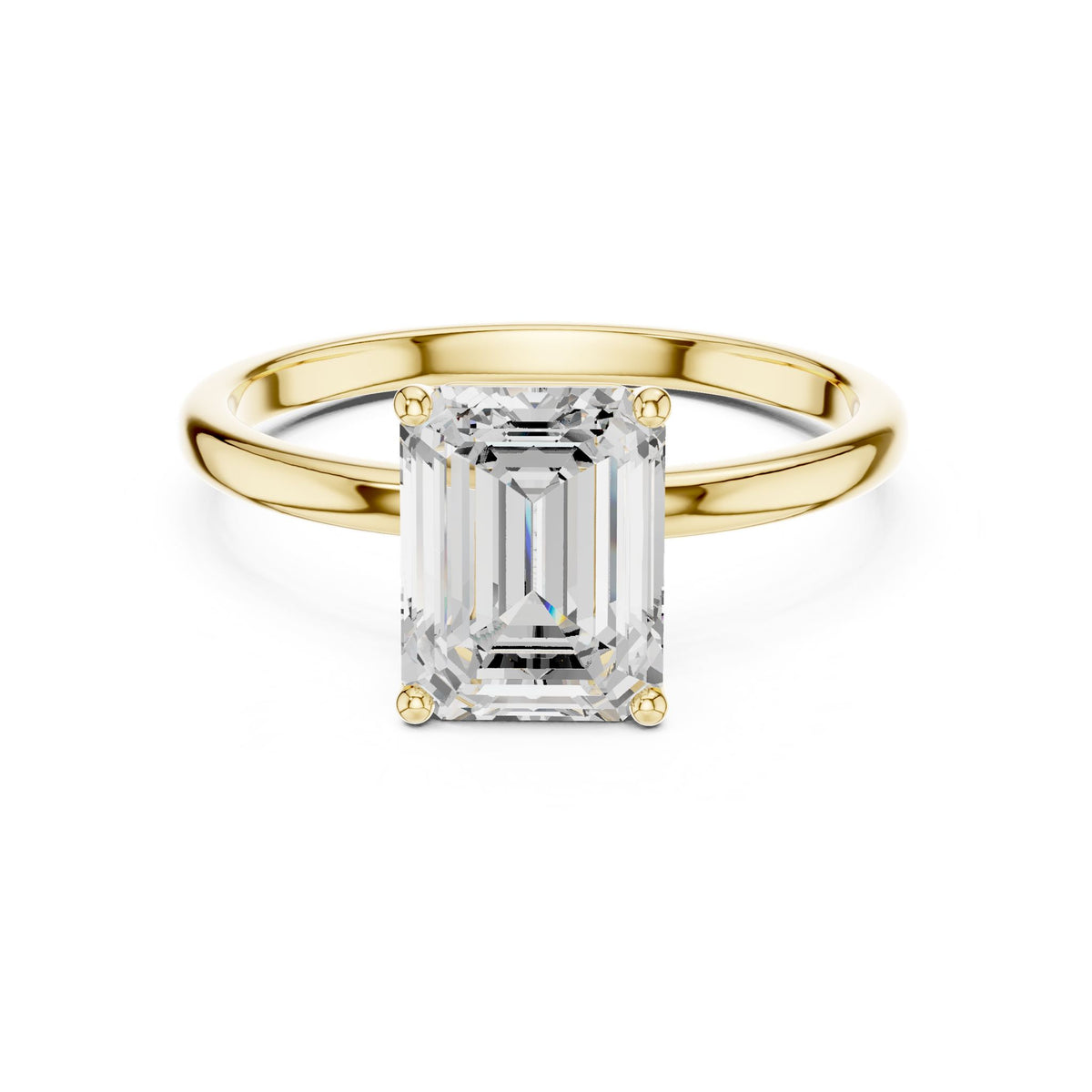 Emerald Solitaire Lab Grown Diamond Engagement Ring