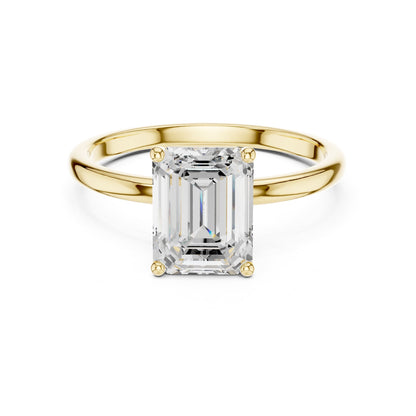 Emerald Solitaire Lab Grown Diamond Engagement Ring