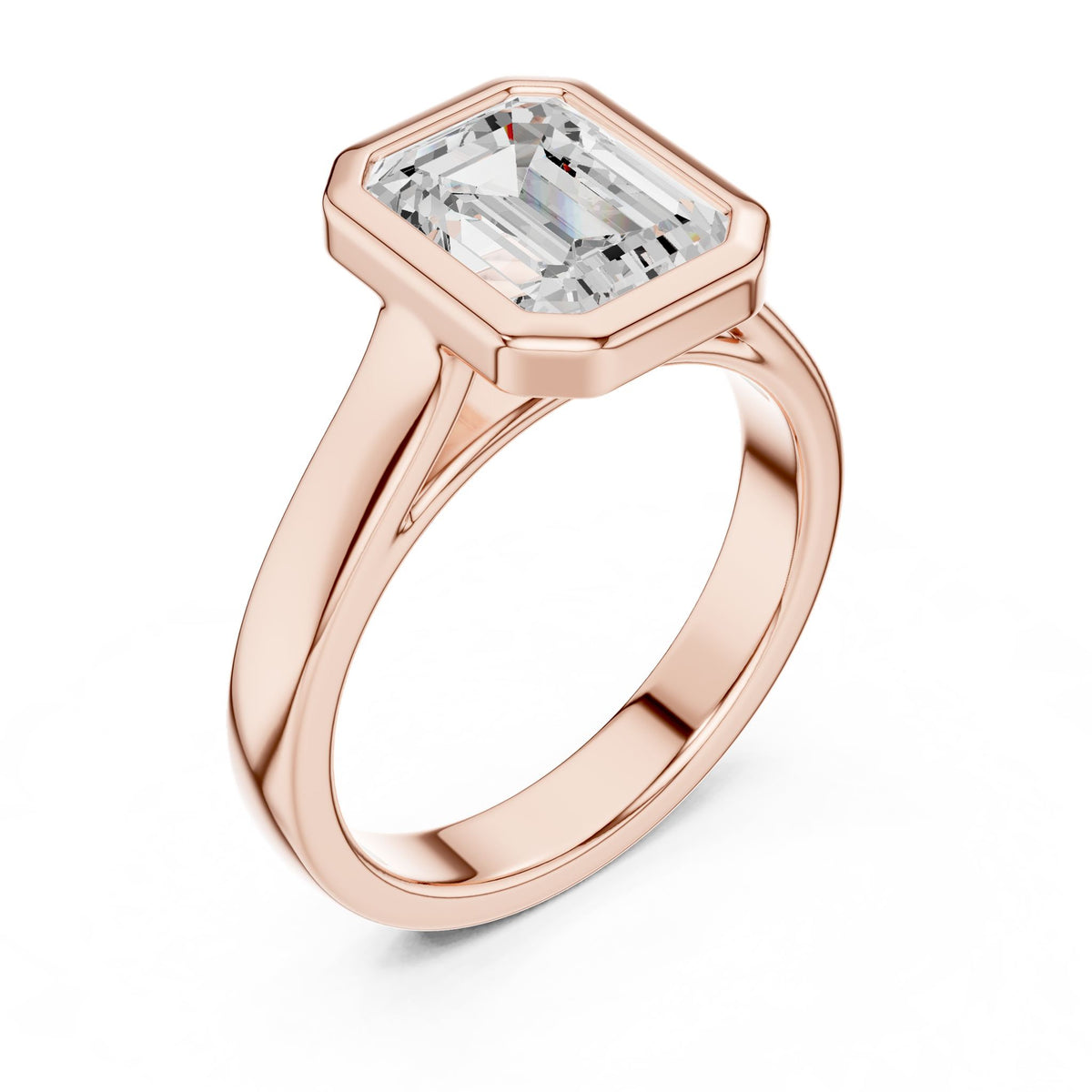 Emerald Solitaire Lab Grown Diamond Engagement Ring