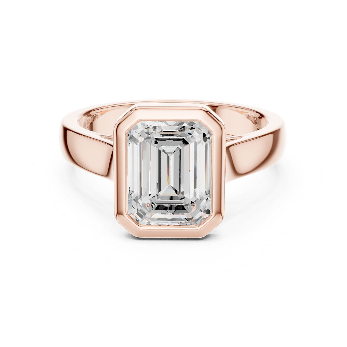 Emerald Solitaire Lab Grown Diamond Engagement Ring