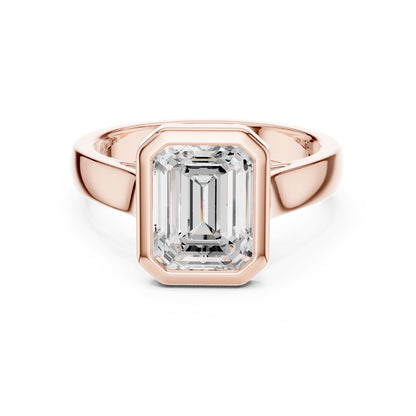 Emerald Solitaire Lab Grown Diamond Engagement Ring
