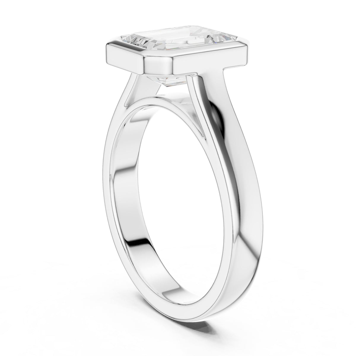 Emerald Solitaire Lab Grown Diamond Engagement Ring
