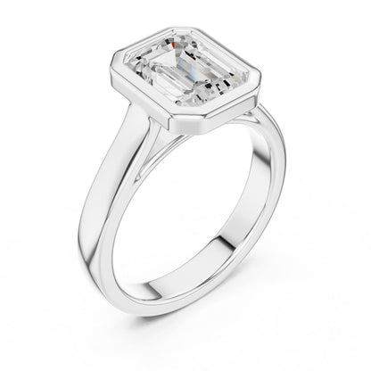 Emerald Solitaire Lab Grown Diamond Engagement Ring