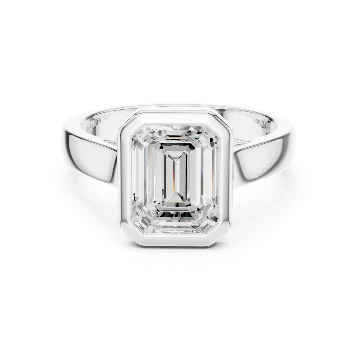 Emerald Solitaire Lab Grown Diamond Engagement Ring