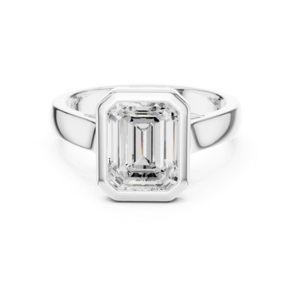 Emerald Solitaire Lab Grown Diamond Engagement Ring