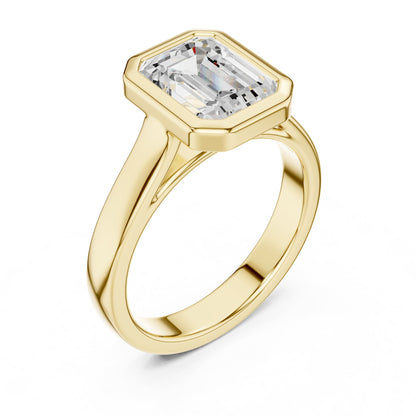 Emerald Solitaire Lab Grown Diamond Engagement Ring