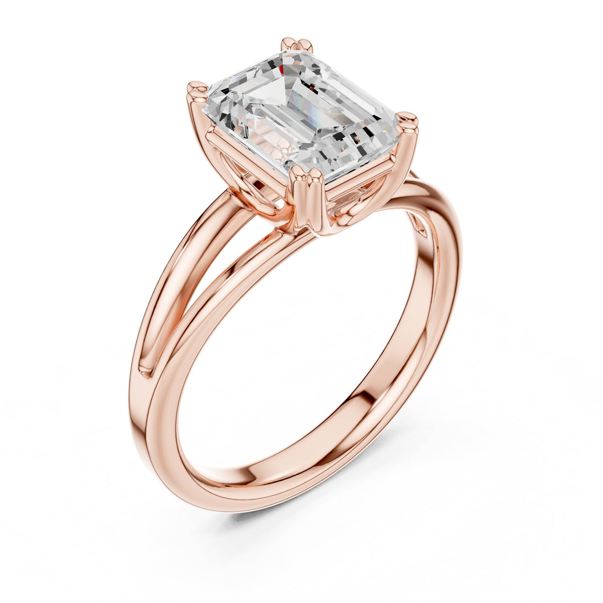 Emerald Solitaire Lab Grown Diamond Engagement Ring