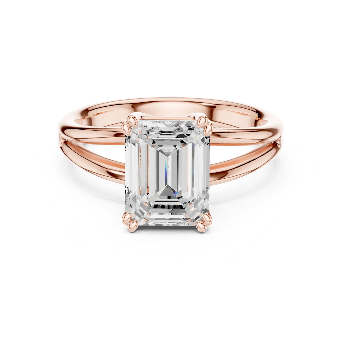 Emerald Solitaire Lab Grown Diamond Engagement Ring