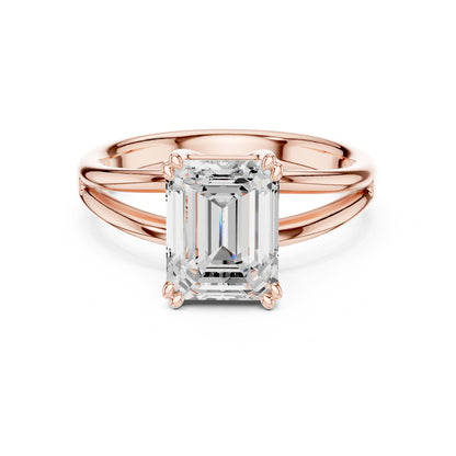 Emerald Solitaire Lab Grown Diamond Engagement Ring