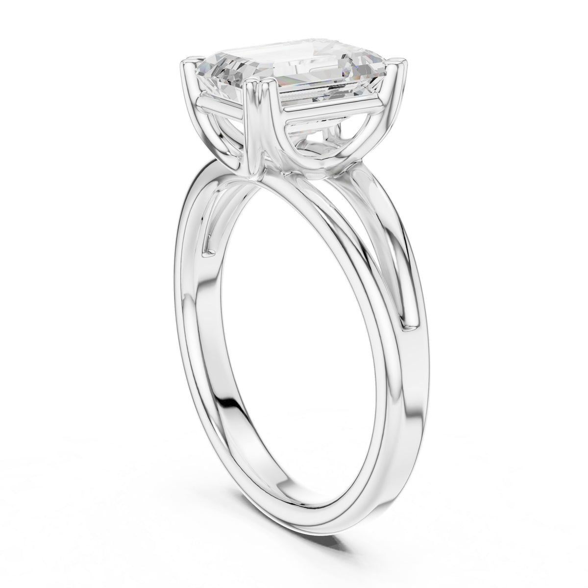 Emerald Solitaire Lab Grown Diamond Engagement Ring