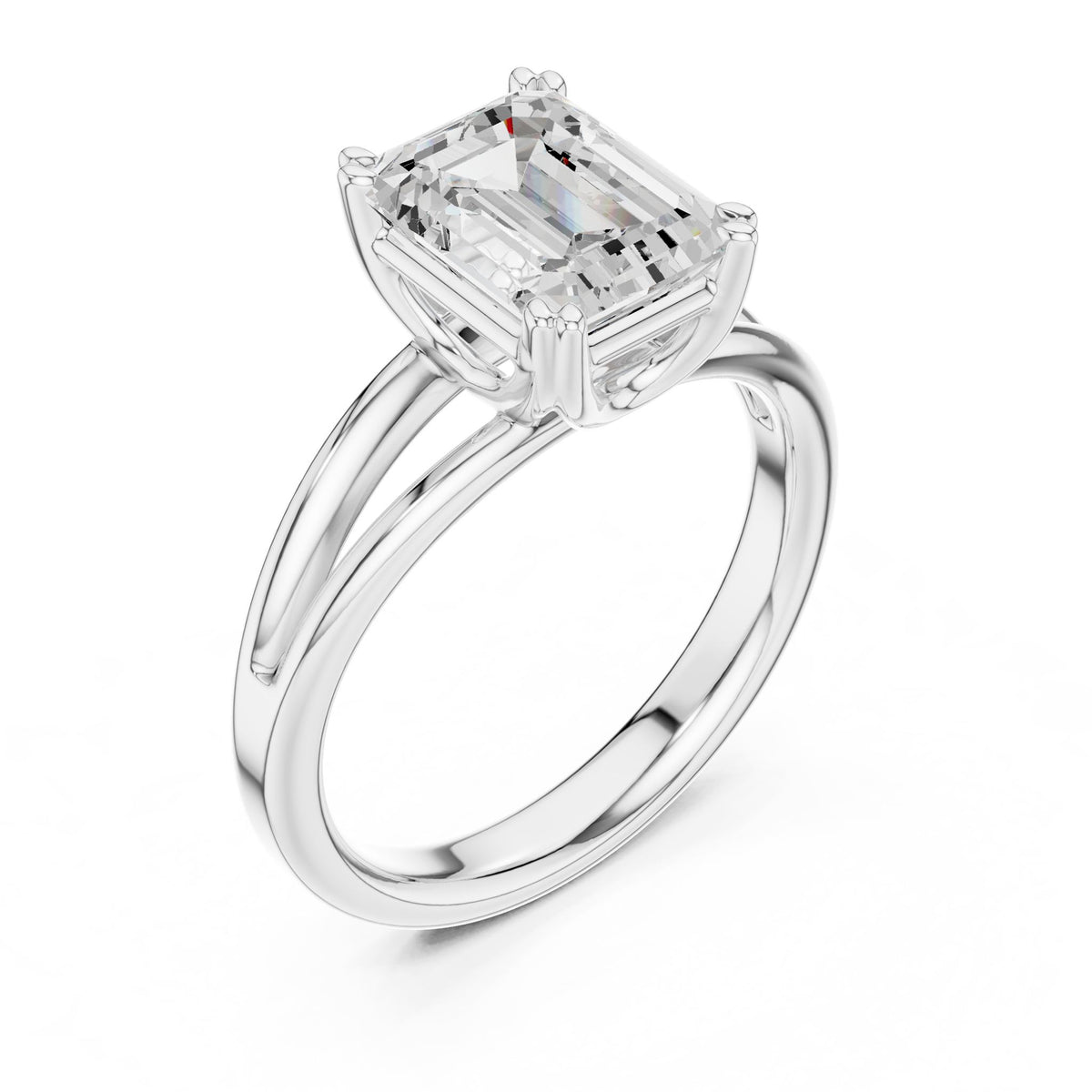 Emerald Solitaire Lab Grown Diamond Engagement Ring