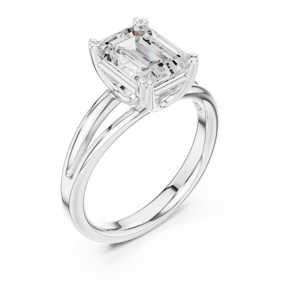 Emerald Solitaire Lab Grown Diamond Engagement Ring