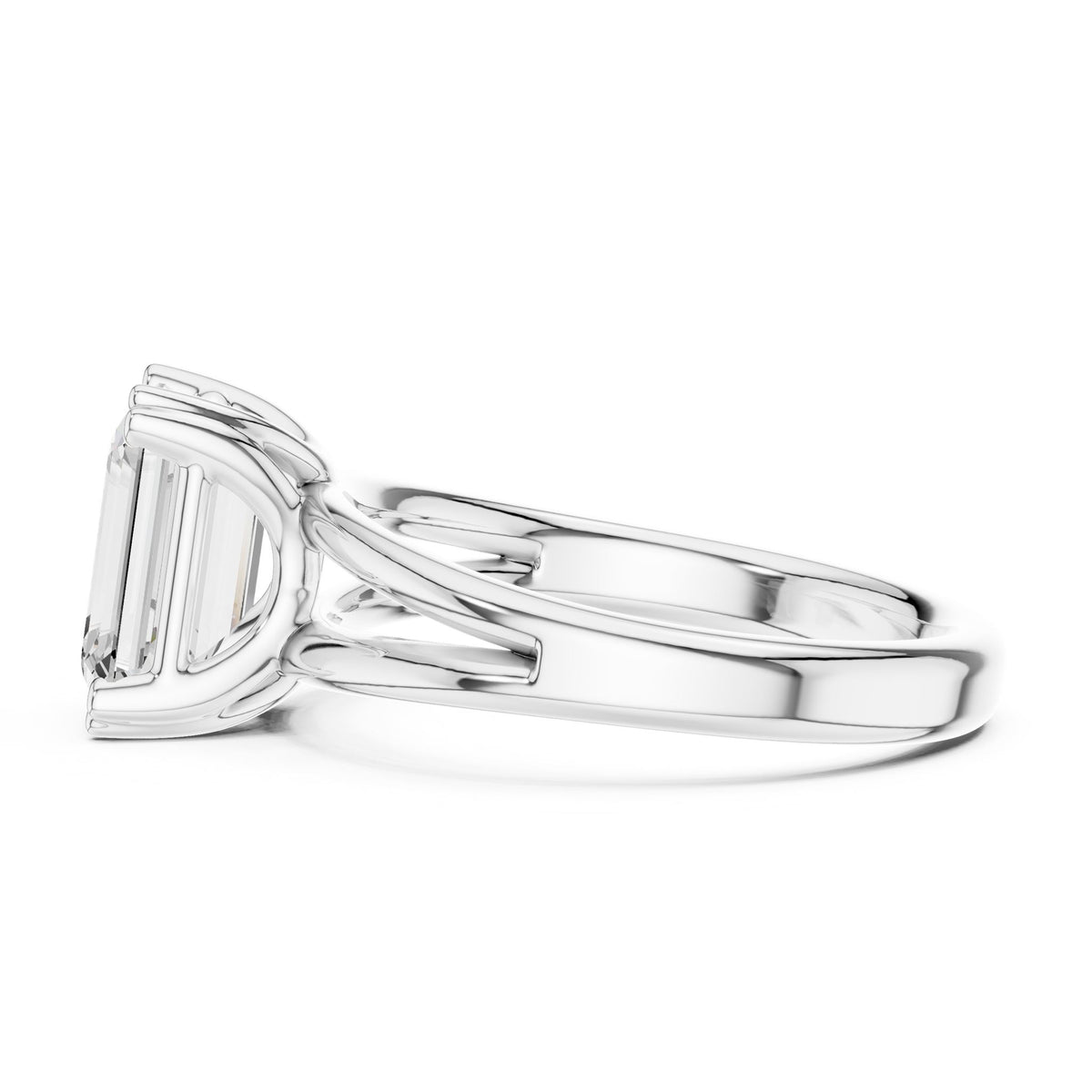 Emerald Solitaire Lab Grown Diamond Engagement Ring