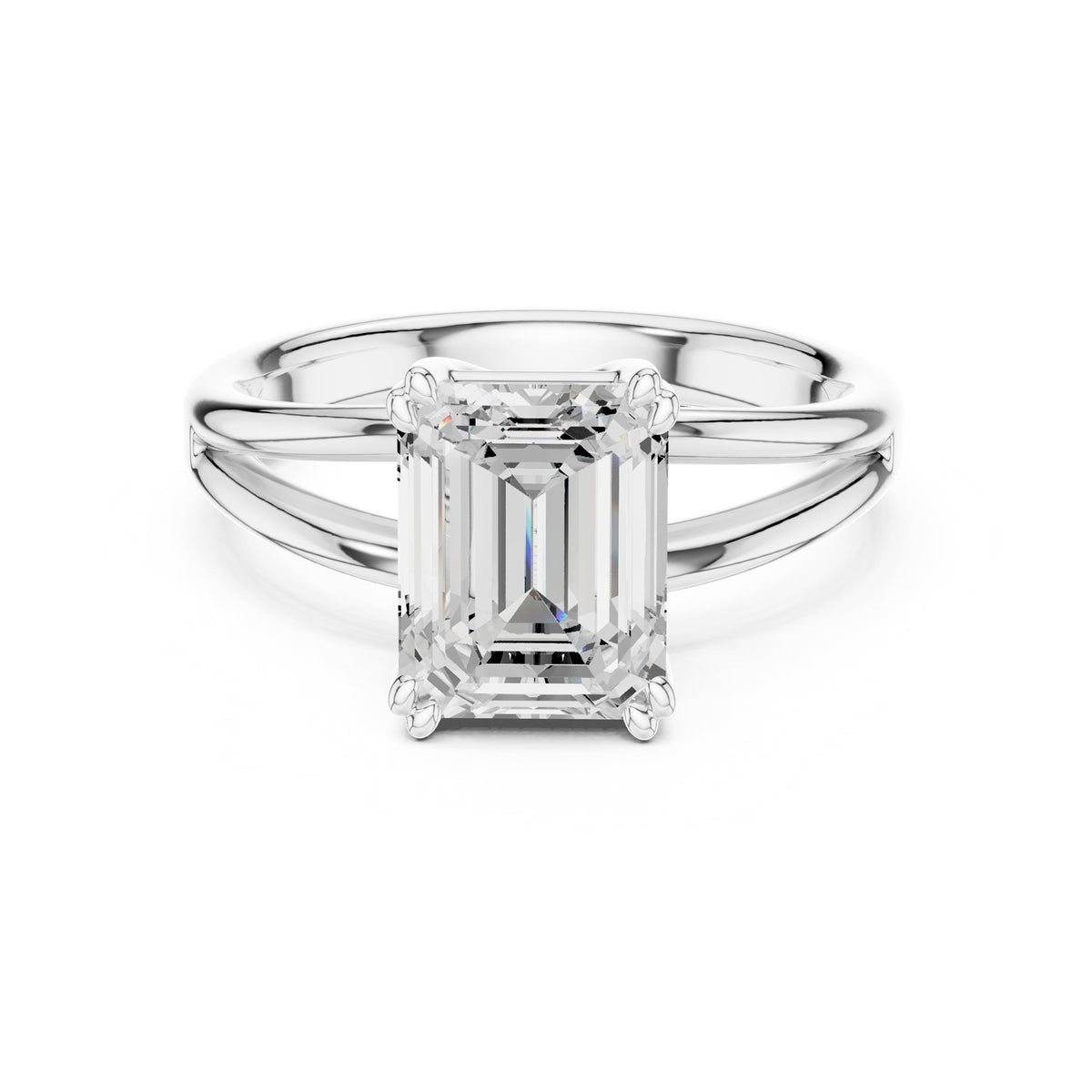 Emerald Solitaire Lab Grown Diamond Engagement Ring
